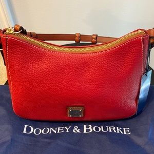 Dooney and Bourke Pebble Grain Red Leather Hobo Handbag